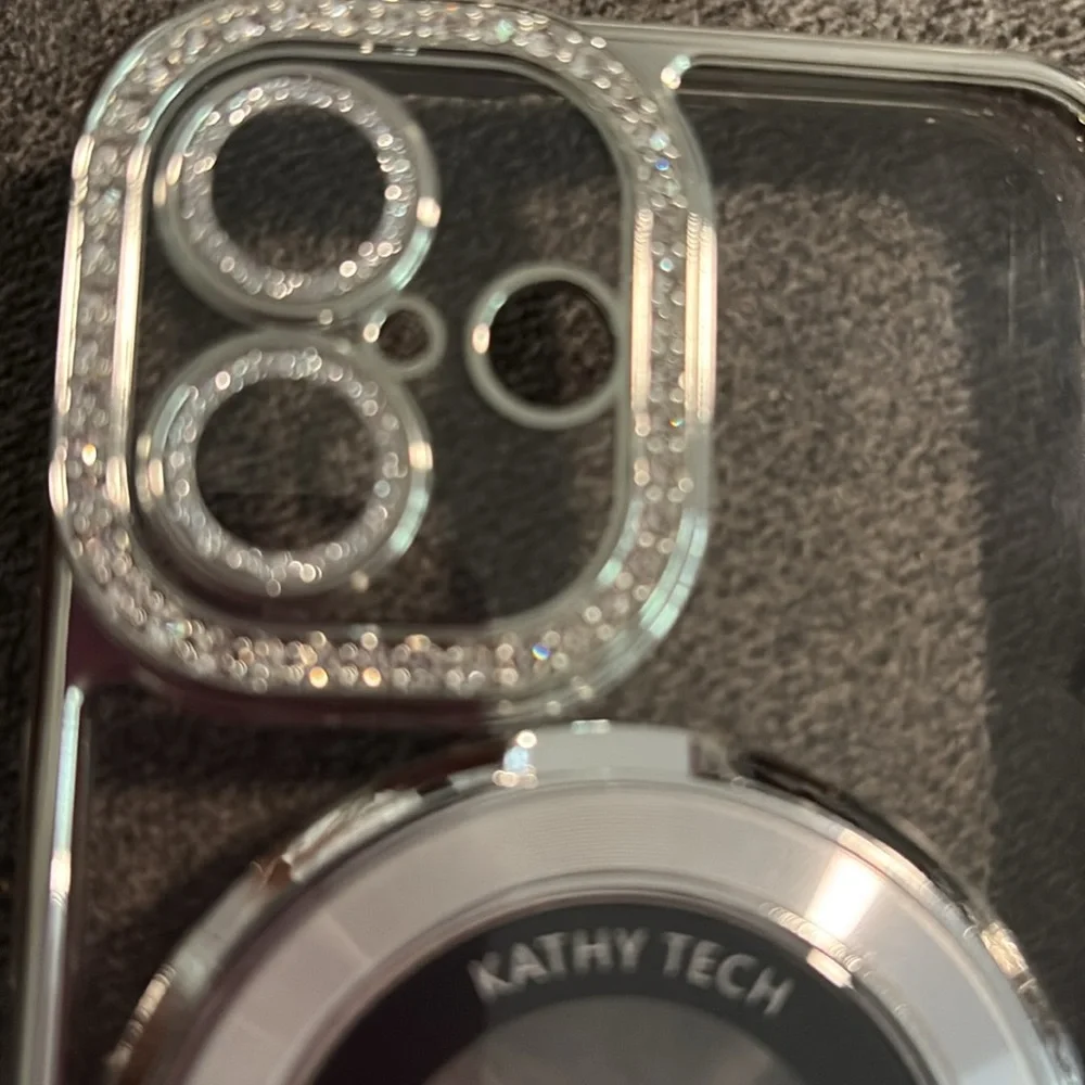 Silver and White Phone Case with Ring Holder